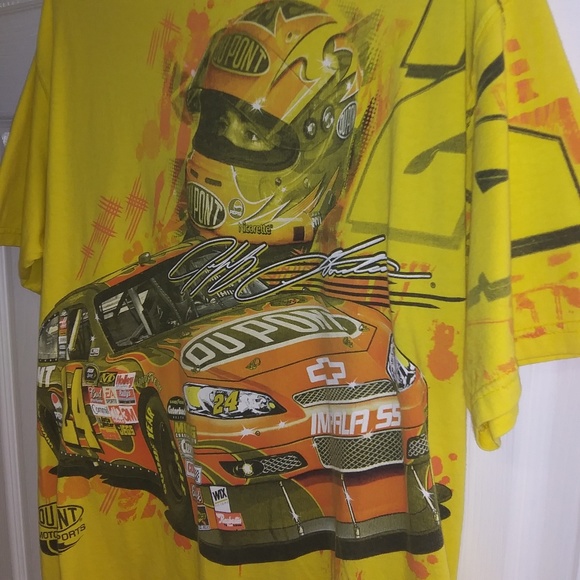 Jeff Gordan 24 Hendrick Motorsports Race Car Yellow T-Shirt, Double Sided - Picture 6 of 16